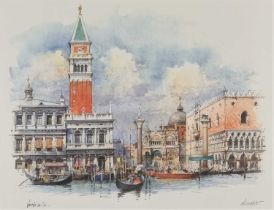 ƚ Detlev NITSCHKE (German b. 1935) Venezia, Watercolour, Signed lower right, 11" x 14" (28cm x