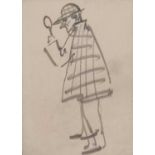 ƚ Hyman SEGAL (British 1914-2004) Sherlock Holmes, Pencil drawing, 5" x 3.75" (12cm x 9cm)