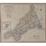 John & Charles WALKER (Flourished 1820-1895) Map of Cornwall, circa 1851, 13" x 15" (33cm x 38cm)
