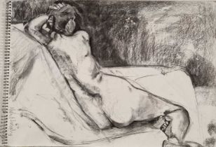 Niamh MARTIN ? Sketchbook of various figure studies, Charcoal drawings, Signed on front page, 16.