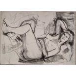 Niamh MARTIN ? Sketchbook of various figure studies, Charcoal drawings,16.5" x 22.5" (41cm x 57cm)