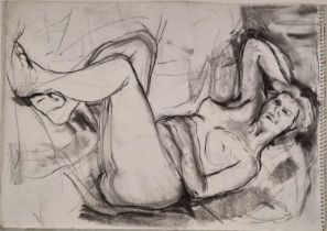 Niamh MARTIN ? Sketchbook of various figure studies, Charcoal drawings,16.5" x 22.5" (41cm x 57cm)