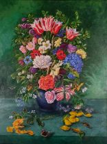 Charles SUMMERS (British b. 1945) Still Life of Flowers, Oil on canvas, Signed with initials and