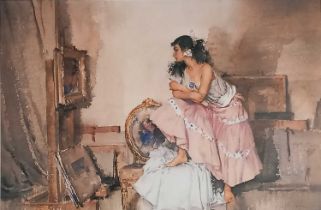 ƚ Sir William Russell FLINT (British 1880-1969) Model and Critic, Limited edition print, numbered