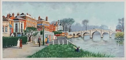 Jeremy KING (British 1933-2020) Richmond Bridge, Limited edition lithograph, Signed lower right,