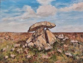 ƚ T H? 20th Century, Chun Quoit, Oil on canvas, Signed with monogram lower left, 11.5" x 15.5 (