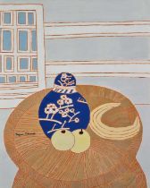 ƚ Bryan PEARCE (British 1929-2007) Ginger Jar with Apples and Banana, Oil on board, Signed, titled