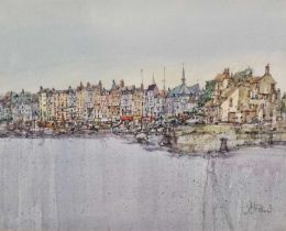 ƚ John PALMER (British 20th Century) Honfleur Northern France, Watercolour, Signed lower right,