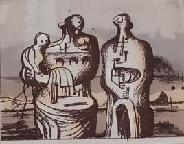 Henry MOORE (British 1898-1986) Family Group, Print on paper, 6.75" x 8.25" (17cm x 20cm), Note: