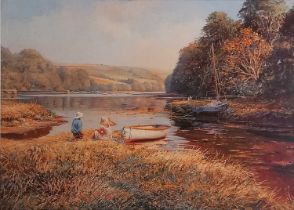 ƚ Ted DYER (British b. 1940) Summer Day by the Creek, Limited edition print, Signed and numbered