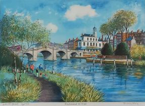 Jeremy KING (British 1933-2020) Richmond Bridge, Lithograph, Signed artist's proof, inscribed and