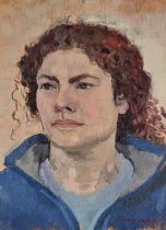 ƚ Lucy ERSKINE (20th Century) Portrait, Oil on canvas, Signed lower right, 15.5" x 11.5" (39cm x