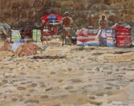 ƚ Ken HOWARD (British 1932-2022) Figures on a Beach, Limited edition print, Signed and numbered 1/