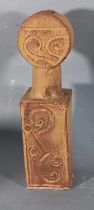 Tremar Pottery Lamp Base with an abstract design, circa 1970's, 16" high (40cm)