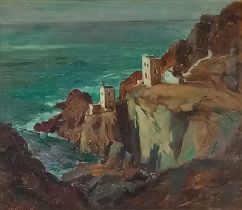 Garstin COX (British 1892-1933) Cliff Mining in Cornwall (Botallack), Oil on board, Signed, titled