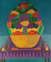 Pierre Richard BRESIER (Haitian School) Still Life of various fruits and vegetables, Oil on