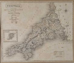 John & Charles WALKER (Flourished 1820-1895) Map of Cornwall, circa 1851, 13" x 15" (33cm x 38cm)