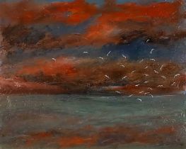 Elaine OXTOBY (British b. 1957) Land, Sea and Sky, Acrylic on board, titlled verso, 16" x 20" (