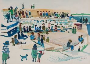 ƚ Fred YATES (British 1922-2008) Jubilee Pool, Watercolour, Signed and dated '89 lower right, 9.5" x