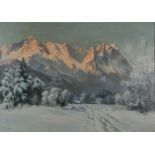 ƚ Wilhelm NEUMAYER - MINCHEN (German 1912-1991) Winter Morning Near Garmisch, Oil on canvas,