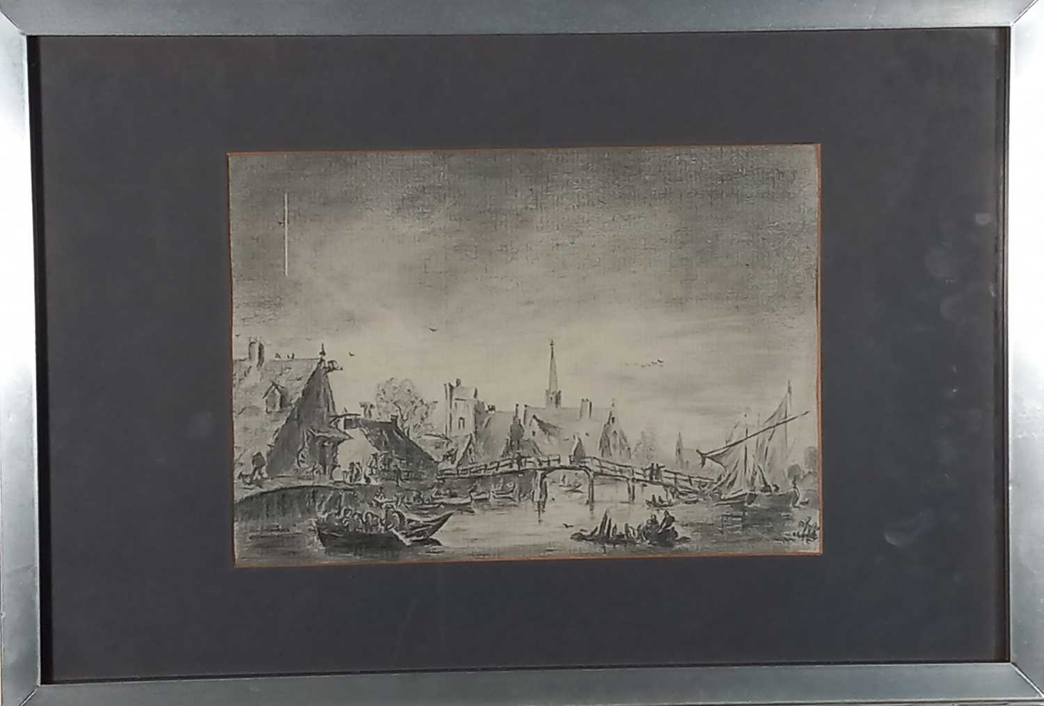 Vaughan ALLEN (British b. 1952) View of Utrecht in the 1640's, Pencil drawing, titled, signed and - Image 2 of 3