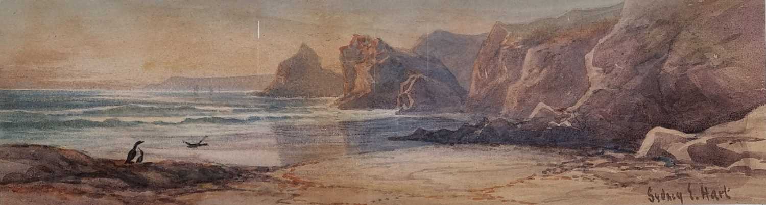 Sydney E. HART (British 1867-1921) Lion Rock from Pentreath Beach, Watercolour, Signed lower