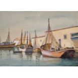 ƚ Alfred Vavasour HAMMOND (British 1900-1985) Algeciras Harbour Spain, Watercolour, Signed lower