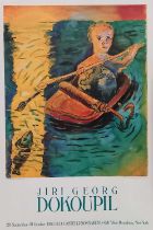 Jiri George DOKUPIL (Czech / German b. 1954) Fishing, Lithograph, original exhibition poster for Leo