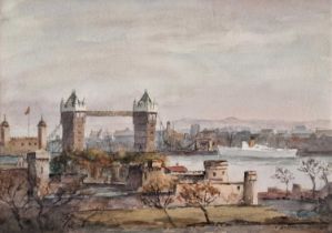 ƚ Alfred Vavasour HAMMOND (British 1900-1985) Tower Bridge, London, Watercolour, Signed lower right,