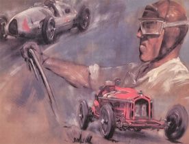 20th Century, Tazio Nuvalari (Italian Racing Driver), Colour print, 8" x 10.25" 9.25" (20cm x 26cm)