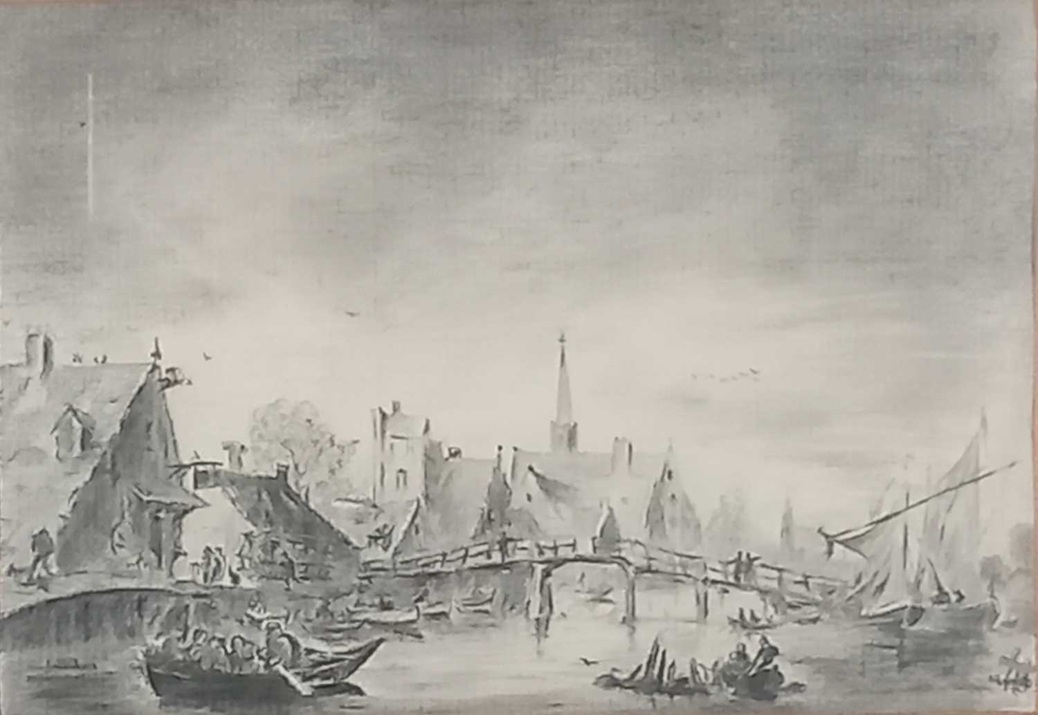 Vaughan ALLEN (British b. 1952) View of Utrecht in the 1640's, Pencil drawing, titled, signed and