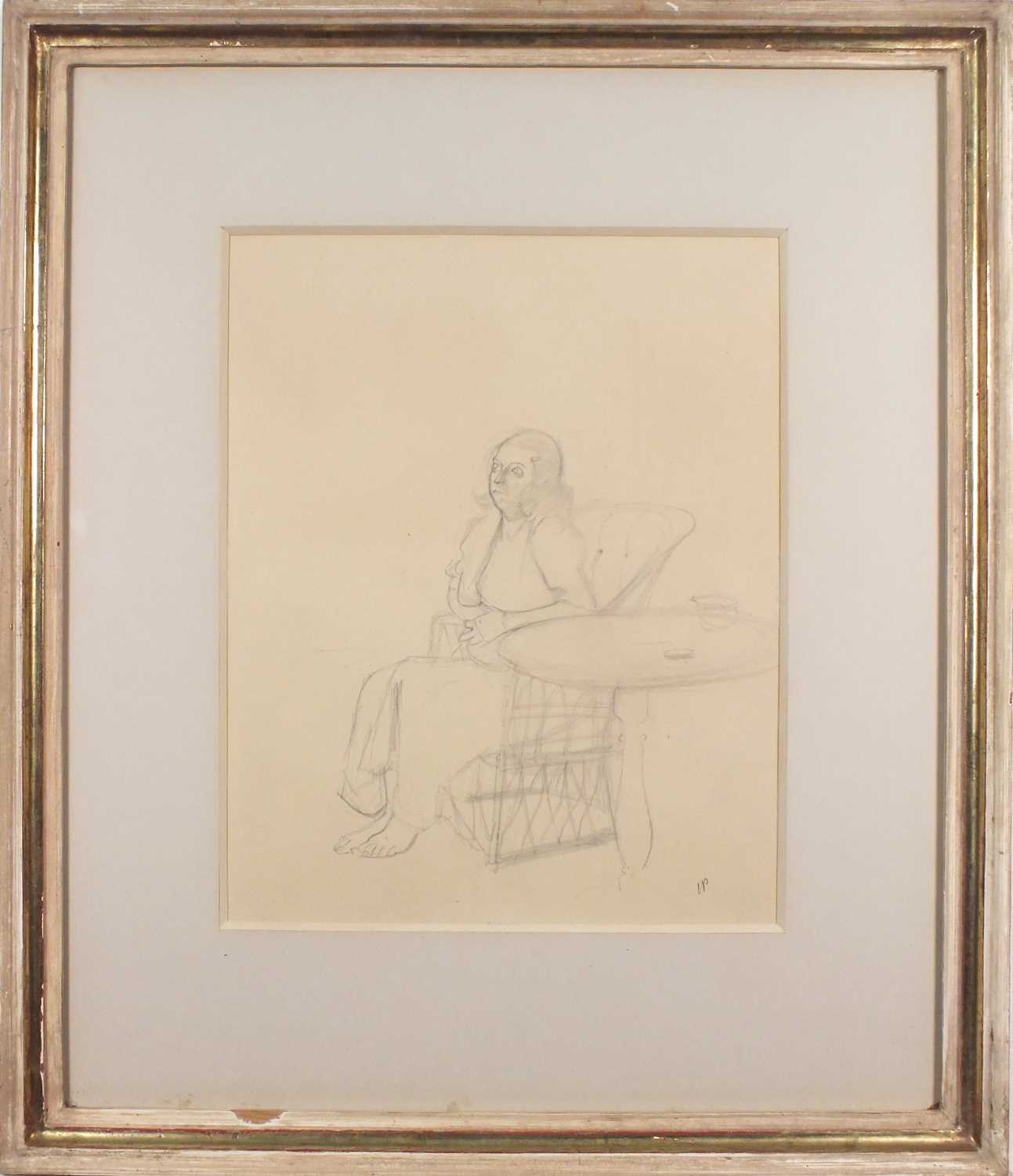 ƚ Victor PASMORE (British 1908-1998) Woman Seated beside a Table, Pencil on paper, Signed with - Image 2 of 3