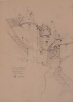 ƚ Cyril Arthur FAREY (British 1888-1954) The Chateau Dieppe, Pencil drawing, Signed and dated 21.8.
