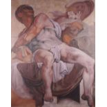 ƚ David GAINFORD (British b. 1941) Jonah (style of Michelangelo), Coloured print, 35.75" x 28" (90cm