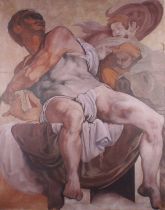 ƚ David GAINFORD (British b. 1941) Jonah (style of Michelangelo), Coloured print, 35.75" x 28" (90cm