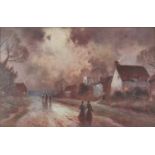 James Walter GOZZARD (British 1888-1950) Moonlight over the Village, Colour print, 8.5" x 13.25" (