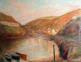 Harold Ernest Farquhar VIVIAN (British, Exhibited 1909-1933) Boscastle, the Harbour, Golden