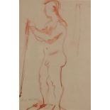 ƚ Rose HILTON (British 1931-2019) Male Nude Study, Watercolour on paper, Signed lower left, 11.25" x