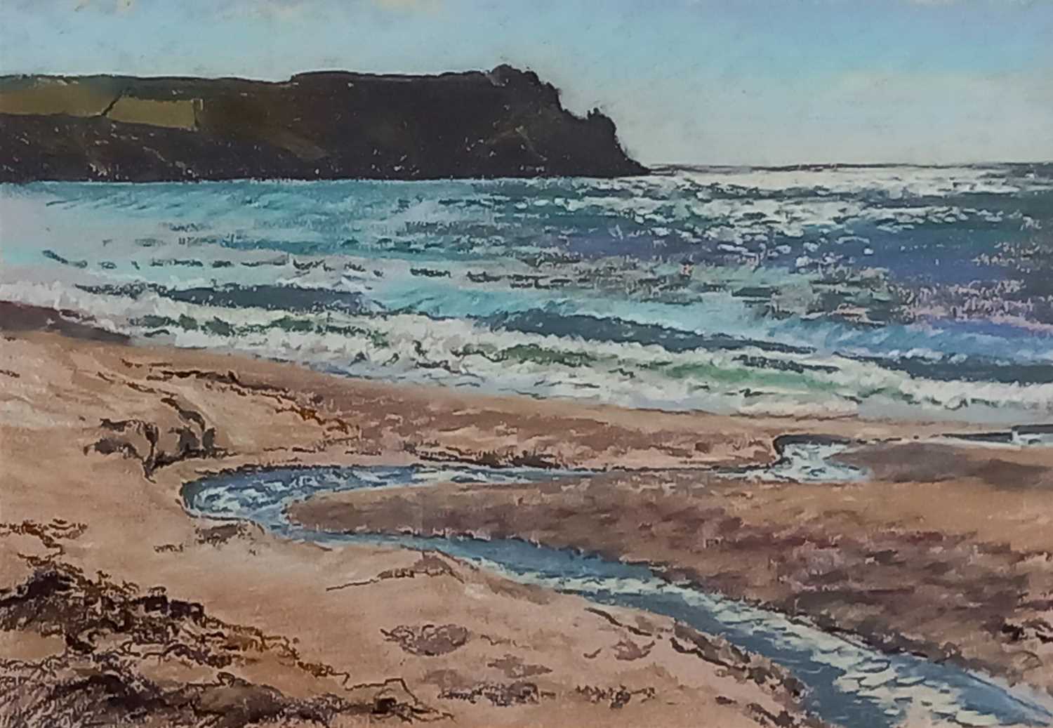 ƚ Gillian SMITH (British 20th / 21st Century) Nare Head from Pendower, Pastel, Signed lower left,