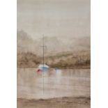 ƚ 20th / 21st Century Boats on a calm estuary, Watercolour, Indistinctly signed lower right and
