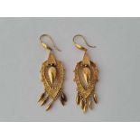 A pair of Victorian earrings 15ct gold 5.6 gms