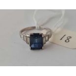 A PLATINUM SAPPHIRE and diamond ring size l 3.1 gms