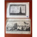 An engraving of Plymouth with the Eddystone Lighthouse by W. H Toms 1738 and an engraving of