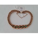 Victorian tapered 9ct rose gold and turquoise bracelet 10.8g