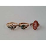 A three antique gold rings