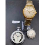 A INGERSOL pocket watch and two gents wrist watches