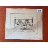 Monogrammed E.M.W - A pen and ink drawing of 2 cats in bed with breakfast, 5" x7", signed, unframed