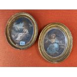 A pair of Georgian oval engravings by Machlinm Dublin