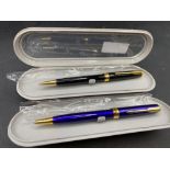 Two new PARKER blue and black ball pin pens both in gift boxes