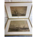 A pair of 19th Century coloured Marine engravings